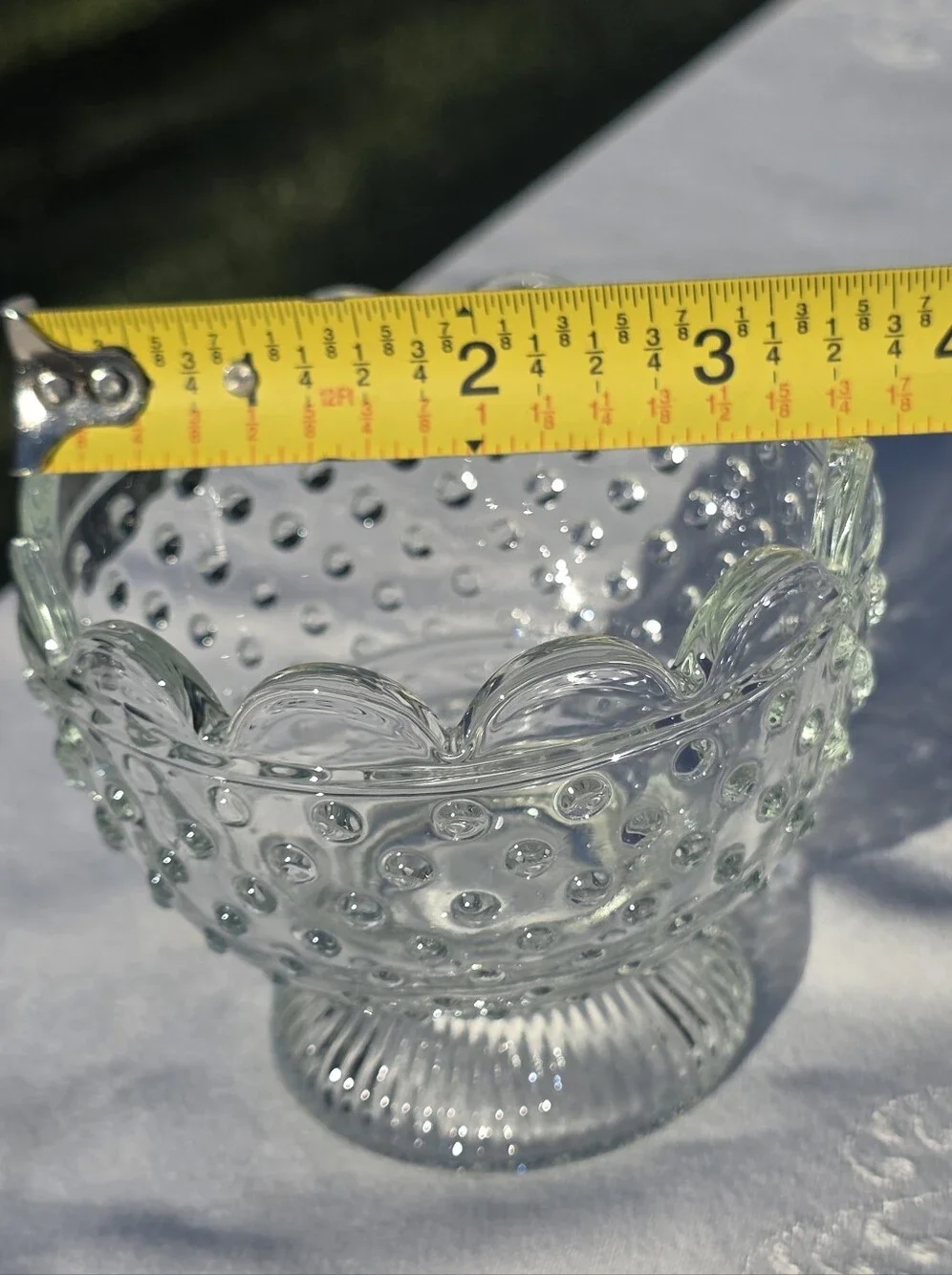 Vintage 1950s Jeannette Glass Dewdrop Clear Hobnail Pedestal Dessert Bowl / Cand